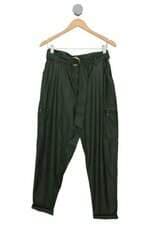 Calça Clochard Feminina Verde Com Barra Italiana