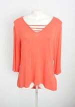 blusa feminina laranja com barra mullet