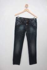 Calça Jeans morena rosa feminina azul com Bordado e Paetê 