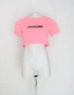 cropped overcome feminino rosa com silk