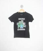 camiseta kids preta com silk