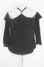 blusa dlz feminina preta com babado e forro