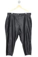 calça de tecido Ashua feminina preta com cinto
