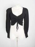 blusa cropped renner feminino preto com franzido