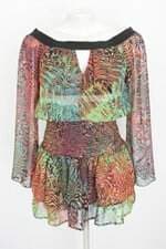 vestido My Place feminino estampado com transparência