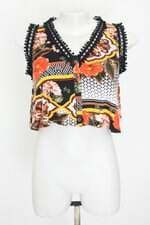 cropped my favorite things feminino estampado com recortes