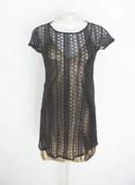 vestido lanca perfume feminino bicolor com forro e renda