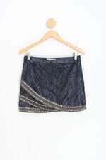 saia rara fashion feminina azul com aplique e forro