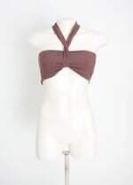 top cropped makai feminino marrom com franzido