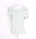 blusa maria poá feminina verde com forro e recortes
