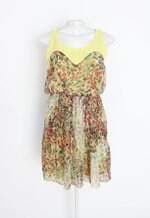 vestido antix feminino estampado com forro e plissado