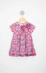 vestido kids estampado com laço e pregas
