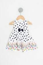 vestido kids estampado com laço e pregas