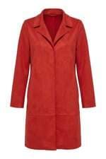 Casaco Alongado Feminino Zara em Suede Vermelho