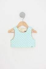 blusa cropped puc kids azul estampada com forro