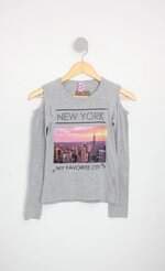 blusa livy kids cinza com recortes