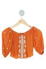 blusa love dress kids laranja com bordado