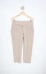 calça de tecido siberian feminina bege com pregas