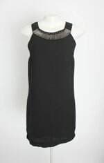 vestido canal feminino preto com aplique