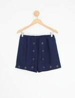 shorts marcia mello feminino azul com ilhós