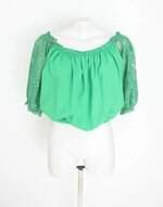 blusa cropped feminina verde com recortes