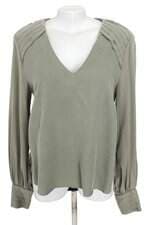 blusa Le Lis Blanc feminina verde com barra mullet e pregas