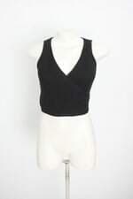 cropped Maria Filó feminino preto com faixa na cintura