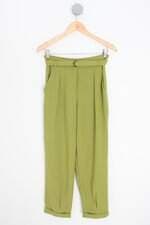 calça de tecido tvz feminina verde com faixa na cintura