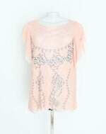 blusa ursula beltrame feminina estampada com barra mullet e transparência