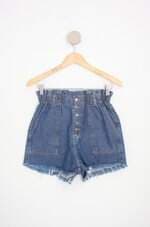shorts jeans pool feminino azul com cós com elástico