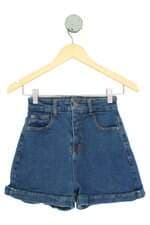 shorts jeans Aéropostale feminino azul com barra italiana