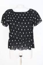 Blusa Franzida Preta Com Poás Zara