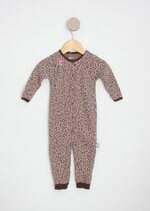macacão up baby kids marrom floral com bordado 