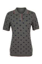 Camisa Polo Feminina Luigi Bertolli Tricot Cinza com Coração 