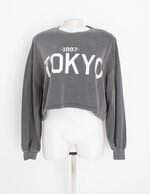 blusa cropped renner feminina cinza com silk