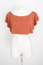 blusa cropped cotton on feminina marrom com sobreposição