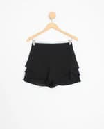 shorts dress to feminino preto com sobreposição