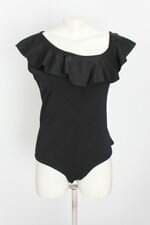 body maria pavan feminino preto com babado