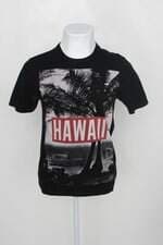 Camiseta renner masculina preta com estampa tropical "hawaii"