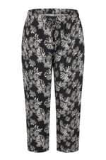 Calça de tecido feminina preta estampada