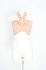 blusa tres feminina bege com aplique