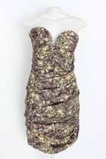 vestido afghan feminino estampado com forro e franzido