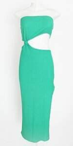 vestido feminino verde com fenda
