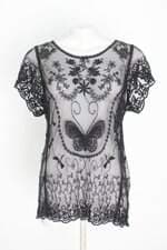 blusa feminina preta com transparência