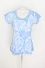 blusa feminina azul estampada