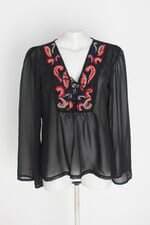 blusa pat bo para c&a feminina preta com aplique e transparência