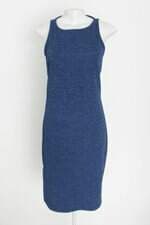 vestido vinculo feminino azul com fenda