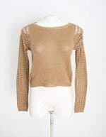 blusa farm feminina marrom com transparência