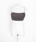 top cropped feminino bicolor com paetê