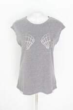 blusa kes feminina cinza com silk